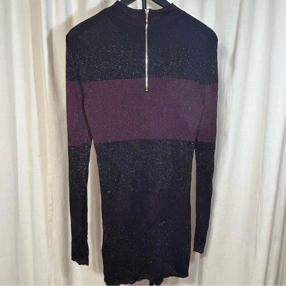 White House Black Market Long Sleeve Dress -‎ Metallic Black & Purple, Bodycon - Picture 6 of 10